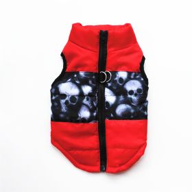 New Dog Clothes Winter Thickened Dog Cotton-padded Jacket Waistcoat Vest Down Silk Cotton Traction Buckle (Option: Red Chopsticks Head-XS)