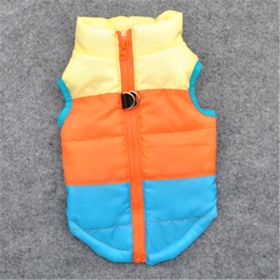 New Dog Clothes Winter Thickened Dog Cotton-padded Jacket Waistcoat Vest Down Silk Cotton Traction Buckle (Option: Blue-XS)