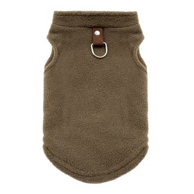 Pet Clothes Thickened Pure Color Ribbon Traction (Option: Polar Fleece Vest Coffee-M)