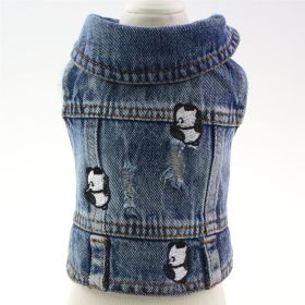 Pet Dog Clothes Ripped Panda Embroidered Denim Vest (Option: Panda Embroidered Vest-XL)